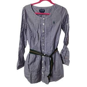 Ralph Lauren Purple Gingham Check Long Sleeve Button Up Dress Girls Size 8